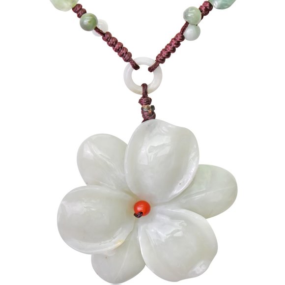 Watsonia Flower Blossom Handmade Jade Necklace Pendant - Picture 3 of 5